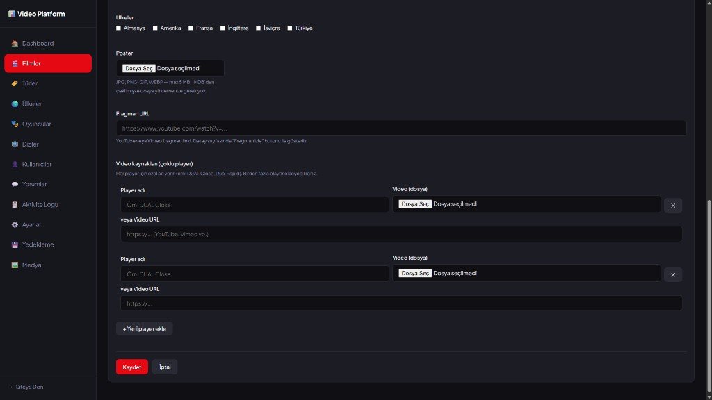 Video Platform - Sezon ve bölüm yönetimi